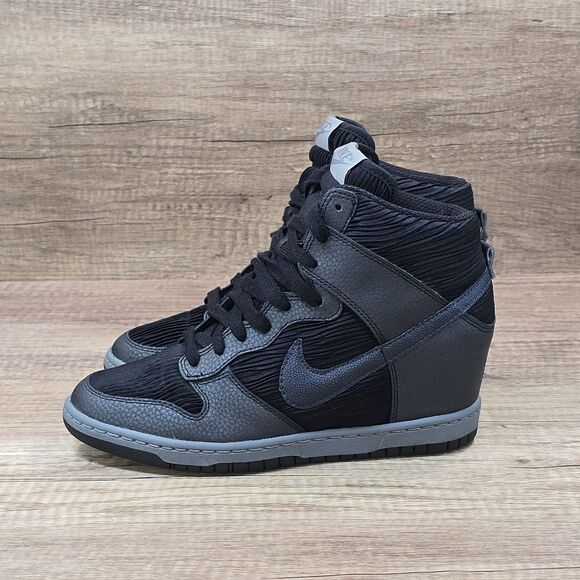 Nike Dunk Sky High Women's 8.5 Black Metallic Hematite Hidden Wedge Heel Shoes - Picture 3 of 9
